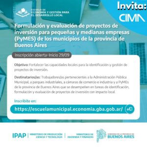 Read more about the article Capacitación en Formulación y evaluación de proyectos de inversión para PyMES de los municipios de la provincia de Buenos Aires