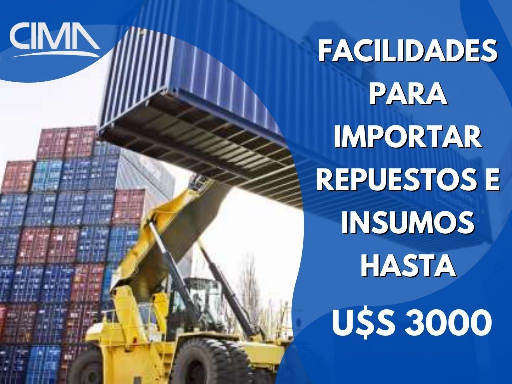 Read more about the article Facilidades para importar repuestos e insumos hasta u$s3000