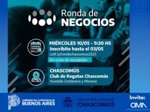 Read more about the article PARTICIPÁ EN LA RONDA DE NEGOCIOS MULTISECTORIAL CHASCOMÚS 2023