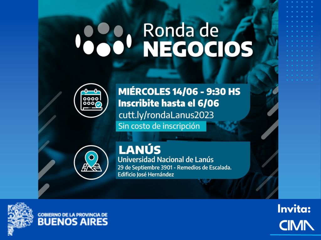 Read more about the article PARTICIPÁ EN LA RONDA DE NEGOCIOS MULTISECTORIAL LANÚS 2023
